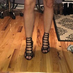 Black strappy heels